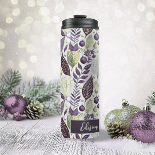 Garrafa Térmica Padrão de Feliz de Natal Verde Roxo nº 21 ID1009