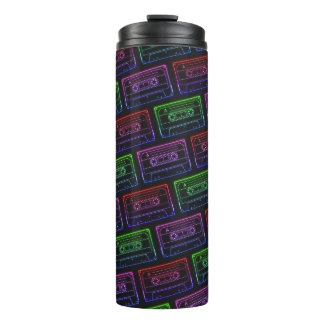 Garrafa Térmica Padrão de Fita Cassete Neon Vermelho Verde Retro
