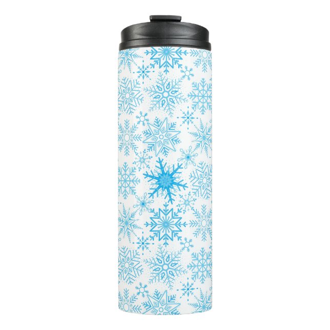 Garrafa Térmica Padrão de flocos de neve azul (Frente)