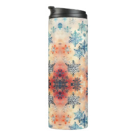 Garrafa Térmica Padrão de Flocos de Neve Vintage - Tumbler Térmico