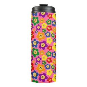 Garrafa Térmica Padrão de Flor de Arco-Íris LGBT Fofo-Rosa