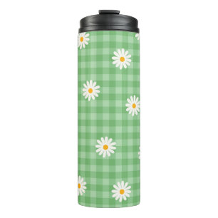 Garrafa Térmica Padrão de Flor de Verificação Gingham da Xadrez de