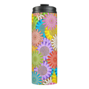 Garrafa Térmica Padrão de Flor Hippie Caótico Atrativo Colorido