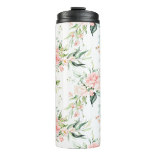 Garrafa Térmica Padrão de Flor Rosa Rosa Cor-de-Rosa Mole