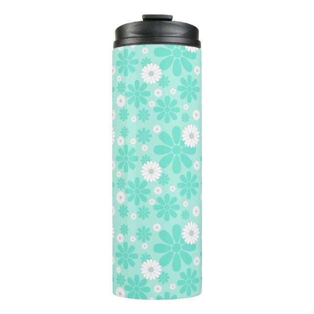 Garrafa Térmica Padrão de Florais Pastel MINT (Frente)