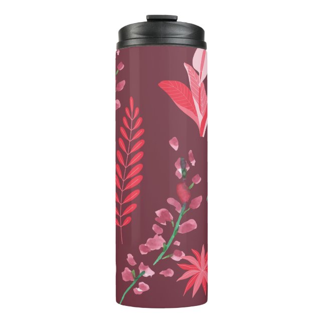 Garrafa Térmica Padrão de flores. (Frente)