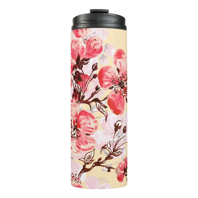 Garrafa Térmica Padrão de Flores de Mola U (Frente)