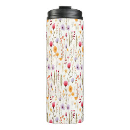 Garrafa Térmica Padrão de Flores Silvestres Botânicas