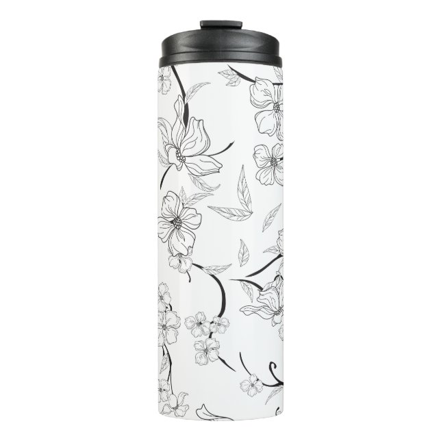 Garrafa Térmica Padrão de Flores Sinistro 7 (Frente)
