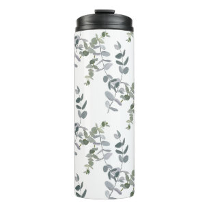 Garrafa Térmica Padrão de Folhas de Eucalipto Verde Sálvia Elegant