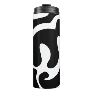 Garrafa Térmica Padrão de forma livre preto e branco moderno