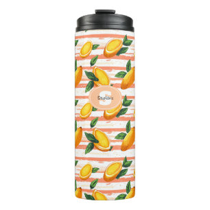 Garrafa Térmica Padrão de Fruta de Mango com Folhas Verdes
