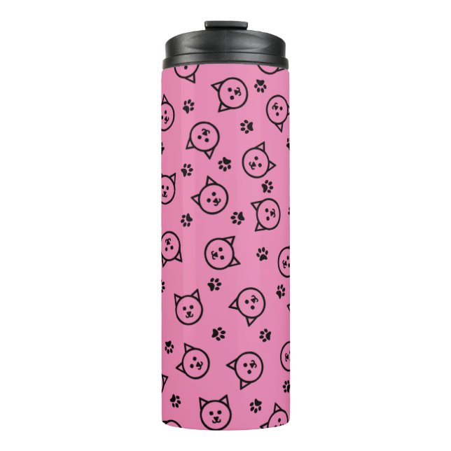Garrafa Térmica Padrão de Gatinho de cor personalizado (Frente)