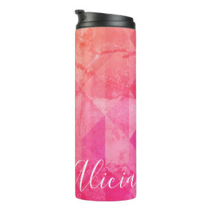 Garrafa Térmica Padrão de gradação laranja cor-de-rosa, texto de n