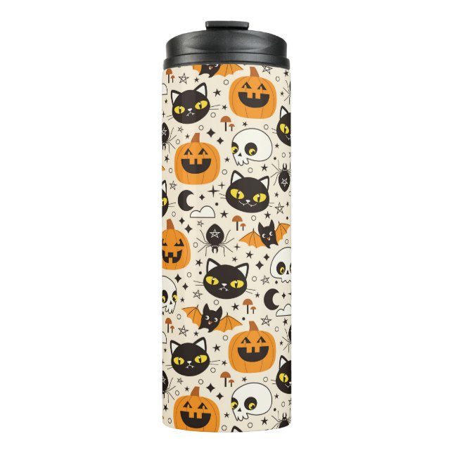 Garrafa Térmica Padrão de Halloween Retro Bonito (Frente)