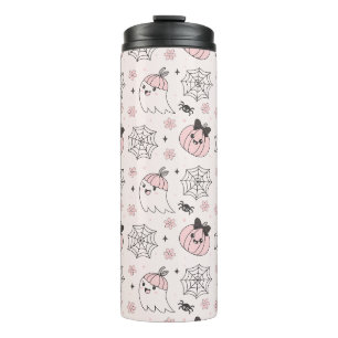 Garrafa Térmica Padrão de Halloween Rosa de Kawaii com Fantasma, A