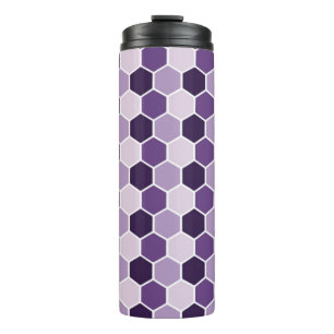 Garrafa Térmica Padrão de hexágono ultravioleta sem costura. Honey