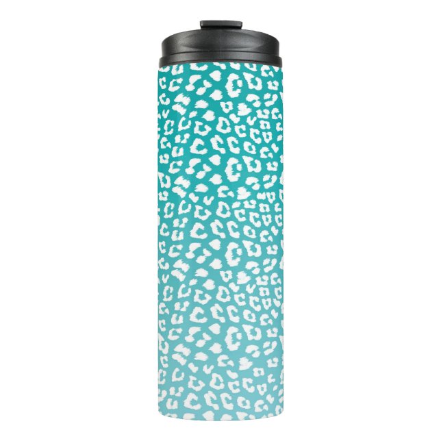 Garrafa Térmica Padrão de Impressão Turquesa Leopardo (Frente)