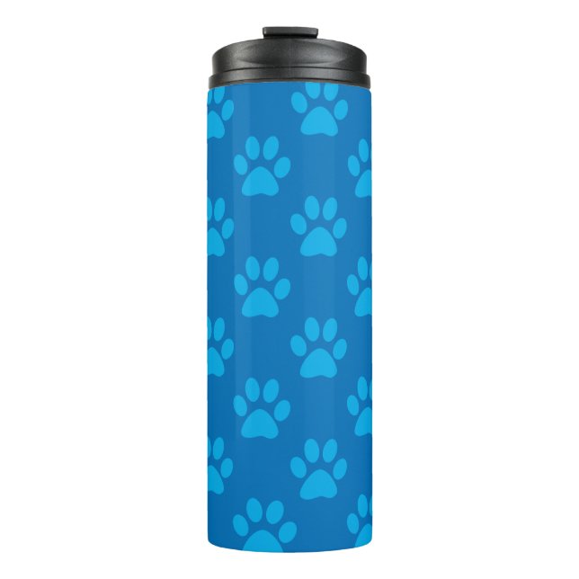 Garrafa Térmica Padrão de impressões de pata azul (Frente)