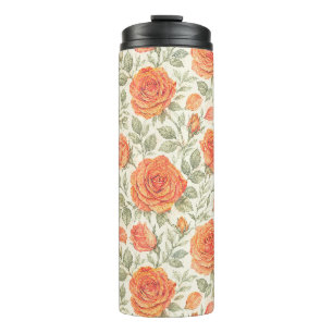 Garrafa Térmica Padrão de Jardim Coral Rose & Sage
