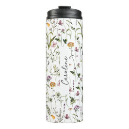 Garrafa Térmica Padrão de Jardim de Flores Silvestres Nome Persona
