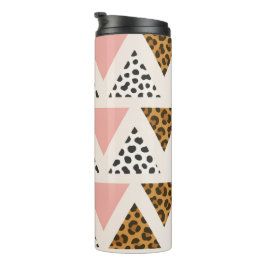 Garrafa Térmica Padrão de Leopardo Chic e Triângulo Rosa