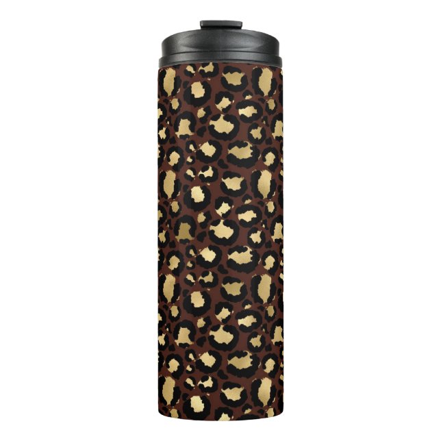 Garrafa Térmica Padrão de leopardo dourado (Frente)