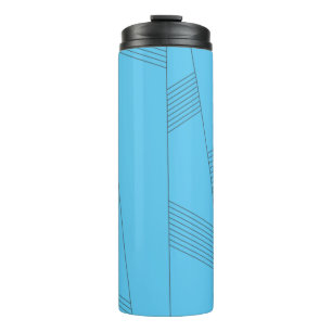 Garrafa Térmica Padrão de linha abstrato azul, simples, elegante