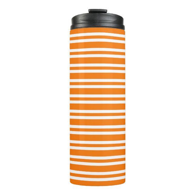 Garrafa Térmica Padrão de Listras Brancas Laranja (Frente)