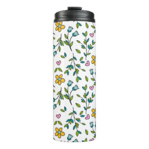 Garrafa Térmica Padrão de Luz de Flores e Corações Fofos