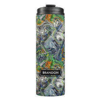 Garrafa Térmica Padrão de mármore retrô Legal com funky personaliz