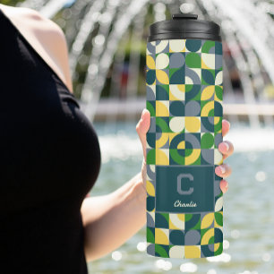 Garrafa Térmica Padrão de Monograma Geométrico Modern Bauhaus Abst