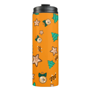 Garrafa Térmica Padrão de Natal com velas, Tangerinesbackgrou