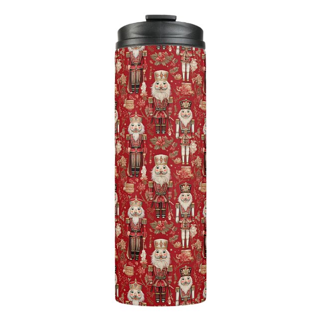 Garrafa Térmica Padrão de Natal de quebra-nozes vermelhos (Frente)