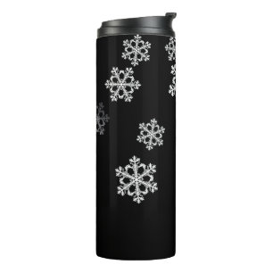 Garrafa Térmica Padrão de Natal Monocromático Minimalista do Floco