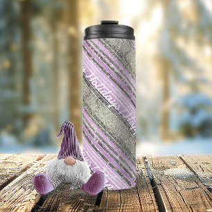 Garrafa Térmica Padrão de Natal Verde Roxo nº 28 ID1009