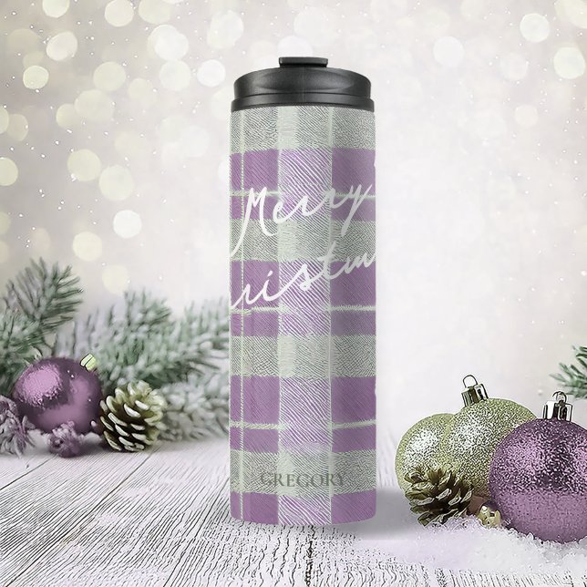 Garrafa Térmica Padrão de Natal Verde Roxo nº 7 ID1009 (Criador carregado)