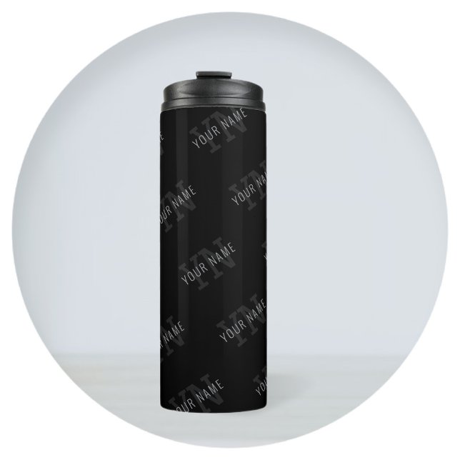 Garrafa Térmica Padrão de nome de Cinza muito escura e monograma p (Criador carregado)