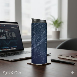 Garrafa Térmica Padrão de Onda e Geometria de abstrato