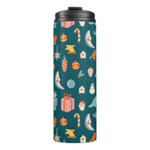 Garrafa Térmica Padrão de Ornamentos de natais vintages