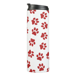 Garrafa Térmica Padrão De Patas, Patas Cachorros, Patas Vermelhas