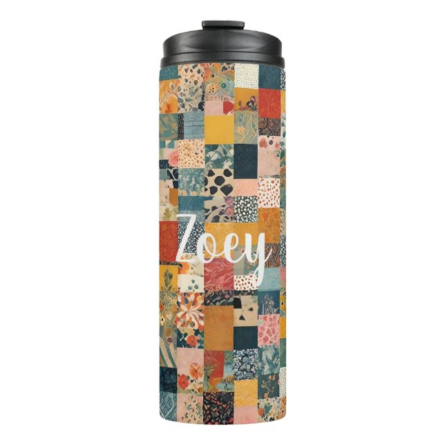 Garrafa Térmica Padrão de Patchwork Personalizável (Frente)