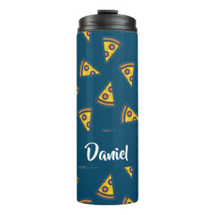 Garrafa Térmica Padrão de pizza em azul