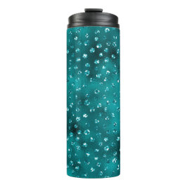Garrafa Térmica Padrão de Pontos de Glitter Glam Ombre Verde Água