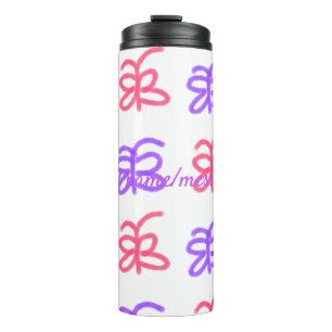 Garrafa Térmica Padrão de rabisca rosa púrpura adicionam nome text