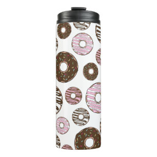 Garrafa Térmica Padrão De Rosquinhas, Rosquinhas Rosa, Rosquinhas