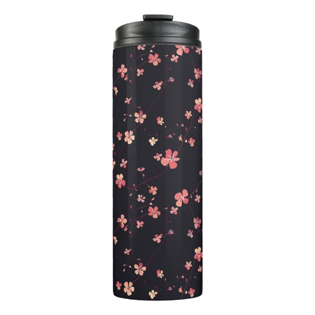 Garrafa Térmica Padrão de Sonho Floral Escuro (Frente)