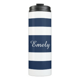 Garrafa Térmica Padrão de Stripes Azul Personalizado