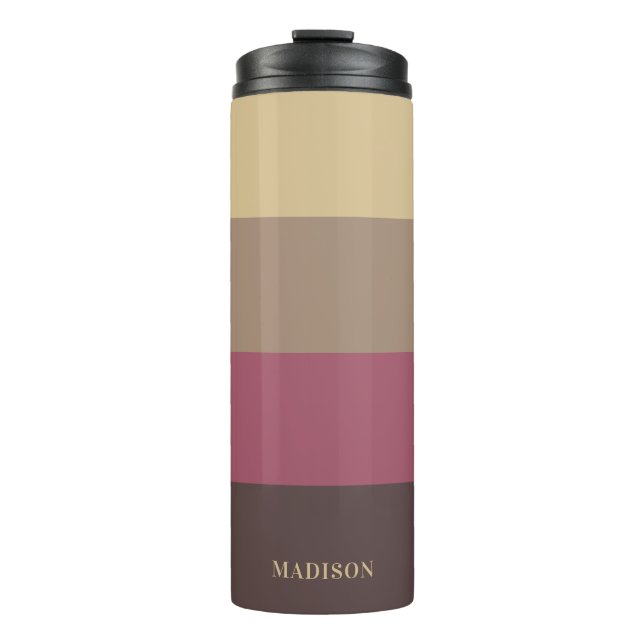 Garrafa Térmica Padrão de Stripes de Nome Personalizado (Frente)