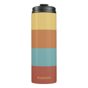 Garrafa Térmica Padrão de Stripes de Nome Personalizado